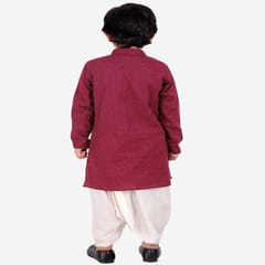 Boy's Cotton Regular Kurta and Dhoti Set (Maroon)