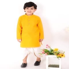 Boy's Cotton Regular Kurta and Dhoti Set (yellow)