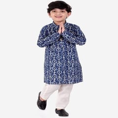 Boy's Floral Printed Cotton Regular Kurta and Pyjama Set