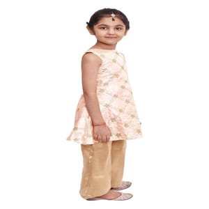 Girl's Floral Embroidered Silk Kurti With Plazzo Set