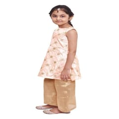 Girl's Floral Embroidered Silk Kurti With Plazzo Set