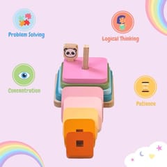 Rainbow Stacking Square Panda Wooden Stacker