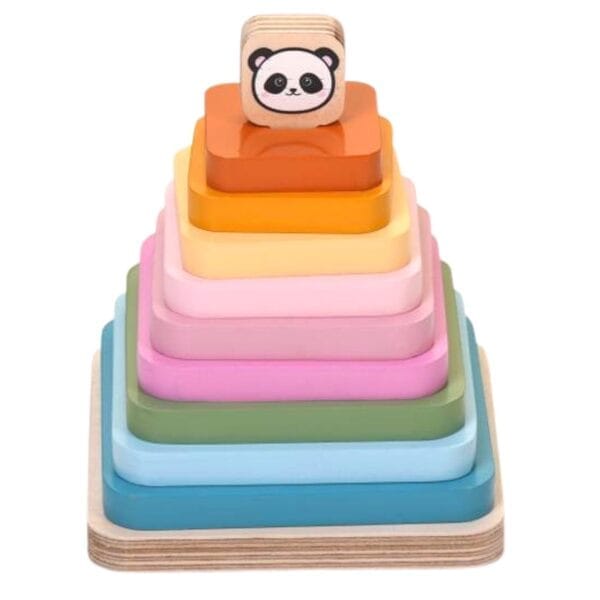 Rainbow Stacking Square Panda Wooden Stacker