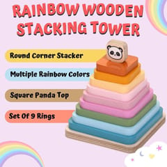 Rainbow Stacking Square Panda Wooden Stacker