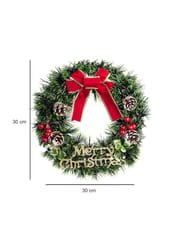 Wreath with Ribbon - Christmas Hanging Wreath Wreath Shape Printed Merry Christmas By cThemeHouseParty