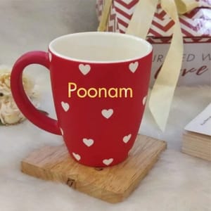 Unbreakable customised Small Hearts coffee mug - Set of 1 - Red (300ML)