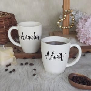 Unbreakable Mug with Customisable Name - Set of 2 White (300ML)