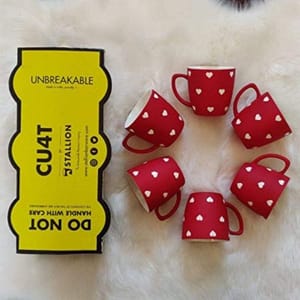 Designer Tea Cups Set of 6 - Dipped in Love (150ML each)