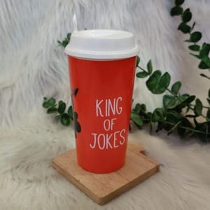 Designer Cup by Chirpy Cups with coffee & sipper lids - king of joke Set of 1