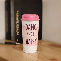 Designer Cup by Chirpy Cups with coffee & sipper lids - Dance & Be Happy Set of 1