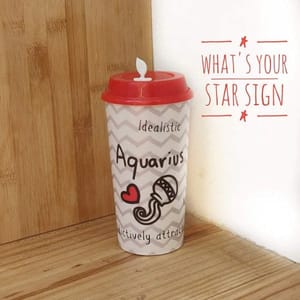 Aquarius Sun Sign Sipper & Coffee Cup - Zodiac Cups Set of 1