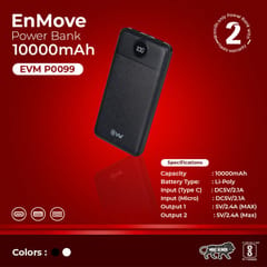 P0099 10000 EnMove-Black Powerbank is sleek and lightweight making them convenient to carry also ideal for corporate gift & Suitable to all industries