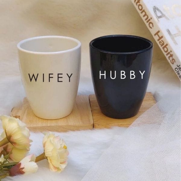 UNBREAKABLE COUPLE MUGS- HUBBY & WIFEY Set of 2 (300ML)