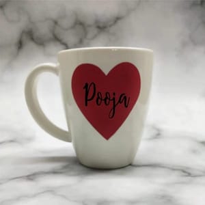 Unbreakable Big Red Heart Mug with Customisable Name - Set of 1 (300ML)