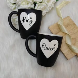 Unbreakable Designer Chalkboard Coffee Mugs with Customisable Name - Set of 2 (300ML)