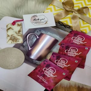 "Teatime" Diwali Hamper Box 27(1 mug,1 coaster,4 tea sachets,1 fragrance bar,1 Customised Greeting Card)