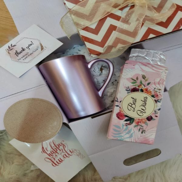 LILAC LUSH LOVE BOX (1 mug,Bite cookie Cranberry,4 Tea Culture,1 diya,1 Customised Greeting Card)