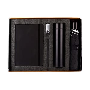 Blackhawk Tech Gift Box includes a Temperature bottle, Leather diary, metallic Pen, Pendrive and Umbrella ideal for Corporate gifting