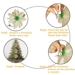 12Pcs Christmas Poinsettias Flowers Decoration Artificial Flowers for Christmas Tree Ornaments Suitable for Home Christmas Decorations Xmas Tree Decorations Items Wreath Making  By cThemeHouseParty
