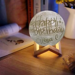 Personalized Happy Birthday Print Moon Lamp, 3D Printing Moon Light with Stand & Remote &Touch Control and USB Rechargeable, Timing Setting, Moon Light Lamp for Kids Lover Personalized  Birthday Gifts (4.9 Inch)