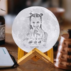 Personalized Happy Birthday Print Moon Lamp, 3D Printing Moon Light with Stand & Remote &Touch Control and USB Rechargeable, Timing Setting, Moon Light Lamp for Kids Lover Personalized  Birthday Gifts (4.9 Inch)