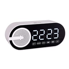 EVM Enclock White Bluetooth Speaker With LED Clock for music lovers and those who are punctual