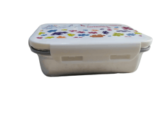 Tacos Steel Lock-800 Multicolour Printed Big Lunch Box For Office Use Steel Inner Leakproof Plastic Grip 800 ml