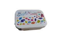 Tacos Steel Lock-800 Multicolour Printed Big Lunch Box For Office Use Steel Inner Leakproof Plastic Grip 800 ml