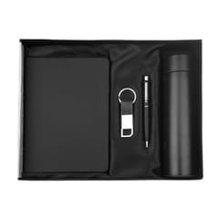 Trendy Black Combo Gift Set (Smart LED Active Temperature Display Indicator Insulated Stainless Steel Hot & Cold Flask Bottle, Keychain, pen, Diary)  Combo set of 1 Pc for Corporate Gift