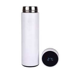 Honor Matte White Smart LED Active Temperature Display Indicator Insulated Stainless Steel Hot & Cold Flask Bottle With 3 Steel Cups Combo set of 1 Pc for Corporate Gift