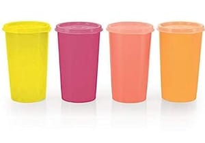 Plastic Tumbler - 340 ml, 4 Pieces, Multicolored Gift Set ,Drinkware