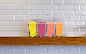 Plastic Tumbler - 340 ml, 4 Pieces, Multicolored Gift Set ,Drinkware