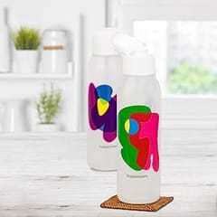 Tupperware Cool n Chic, Bright n Chirpy Plastic Bottle, 750ml, Set of 2, White, Water Bottle Set ,Birthday Gift , For Back To School ,For Office