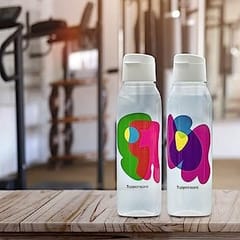 Tupperware Cool n Chic, Bright n Chirpy Plastic Bottle, 750ml, Set of 2, White, Water Bottle Set ,Birthday Gift , For Back To School ,For Office