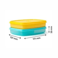 Slim Divided Lunch Container (Set of 2), Yellow & Blue , Lunch box Set ,For Back To School ,For Gift