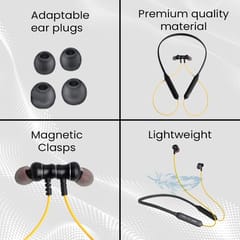 Black & Yellow EnSport Bluetooth Neckband is the classic innovation of wired earphones also perfect gift for music-lover stakeholders