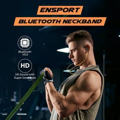 Black & Yellow EnSport Bluetooth Neckband is the classic innovation of wired earphones also perfect gift for music-lover stakeholders