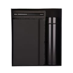 Glory 3 in 1 Black Gift Set (Plastic Pen) Notebook & Temperature Bottle perfect corporate gift for all your employees, clients and prospects