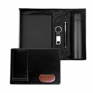 Zesty Black 5 in 1 Combo Gift Set a Temperature bottle, Mousepad, pen, keychain, and diary Perfect for corporate gift