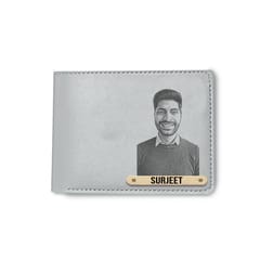 Wallet and keychain combo set for men with Image and name engraved- Gift for Husband, Brother, Boyfriend, Father, Son- By Laser Guru