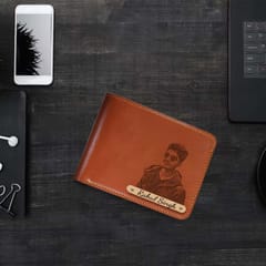 Wallet and keychain combo set for men with Image and name engraved- Gift for Husband, Brother, Boyfriend, Father, Son- By Laser Guru