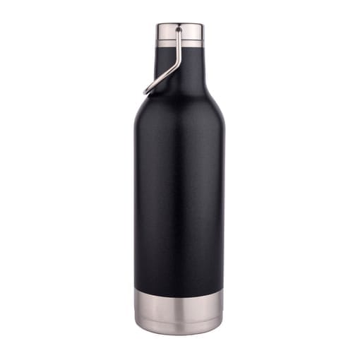 Completely Hassle Free and Spill Free, Rust proof 500ml Black Double walled Vacuum insulated stainless steel Bottle With Steel handle For Corporate Gifting