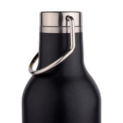 Completely Hassle Free and Spill Free, Rust proof 500ml Black Double walled Vacuum insulated stainless steel Bottle With Steel handle For Corporate Gifting