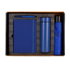 Destinio 4 in 1 Blue Combo Gift Set contains a temperature bottle, pen, umbrella, and diary perfect corporate gift sets for your prestigious clients, prospects & employees