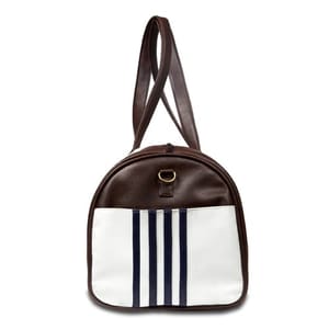 Travel in style with the new vogue striped duffle, a compatible and classy Medallions Brown and White Leather Duffle Bag