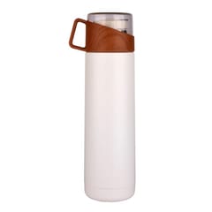 Stylish White 500ml Stainless Steel Bottle With Vacuum Cup Single Layer For Camping Sports Gym