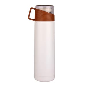 Stylish White 500ml Stainless Steel Bottle With Vacuum Cup Single Layer For Camping Sports Gym