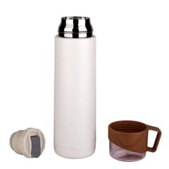 Stylish White 500ml Stainless Steel Bottle With Vacuum Cup Single Layer For Camping Sports Gym