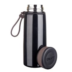 Black Handy Stainless Steel Double walled Vacuum Flask with Loop Holder 450ml is perfect for daily use