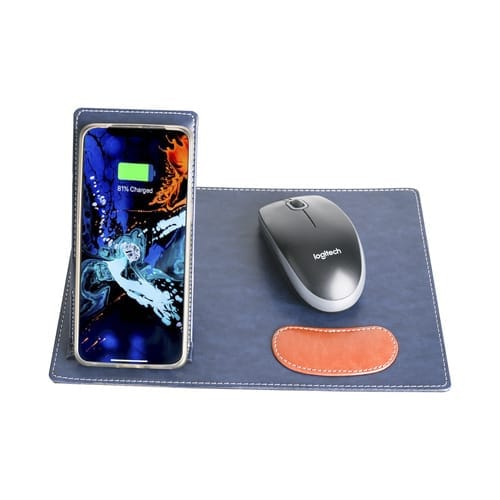 10W Navy Blue Wireless Mousepad with Mobile Stand best for your corporate manager, clients and delegates as its urban design would suit their workstation.